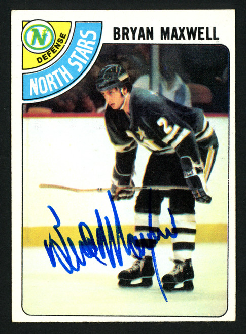 Bryan Maxwell Autographed 1978-79 Topps Rookie Card #216 Minnesota North Stars SKU #153574