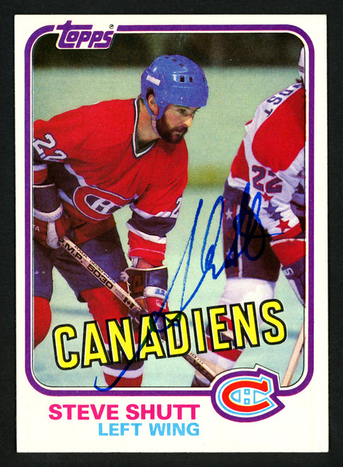 Steve Shutt Autographed 1981-82 Topps Card #34 Montreal Canadiens SKU #153583