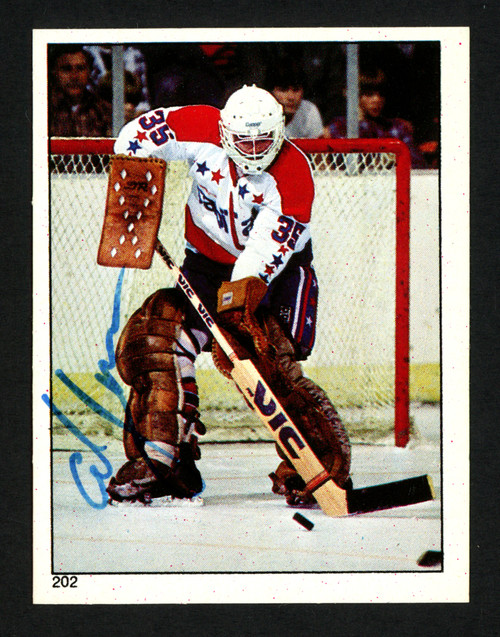 Al Jensen Autographed 1983-84 O-Pee-Chee Sticker Card #202 Washington Capitals SKU #153602