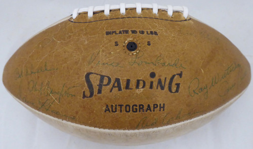 1966-67 Green Bay Packers Super Bowl I Championship Team Autographed Football With 21 Signatures Including Vince Lombardi & Bart Starr Beckett BAS #A52081