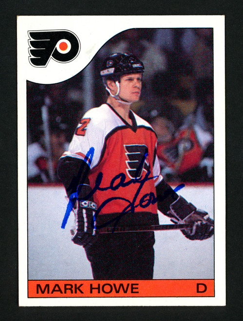 Mark Howe Autographed 1985-86 Topps Card #35 Philadelphia Flyers SKU #154135