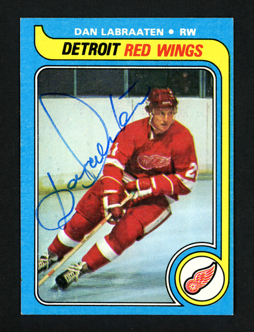 Dan Labraaten Autographed 1979-80 Topps Card #92 Detroit Red Wings SKU #154312