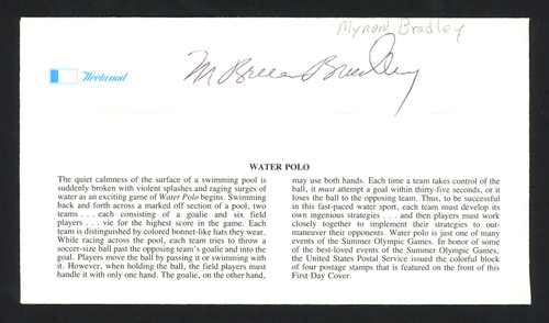 Myron Bruce Bradley Autographed First Day Cover Olympic Water Polo SKU #159609