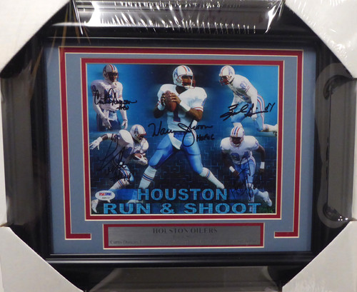 Houston Oilers Run & Shoot Autographed Framed 8x10 Photo "HOF 06" With 5 Signatures Including Warren Moon PSA/DNA Stock #162391
