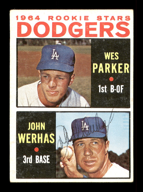 John Werhas Autographed 1964 Topps Rookie Card #456 Los Angeles Dodgers SKU #170324