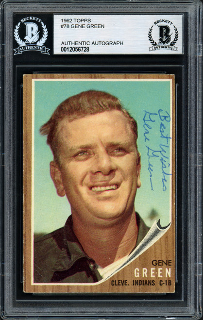 Gene Green Autographed 1962 Topps Card #78 Cleveland Indians "Best Wishes" Beckett BAS #12056728