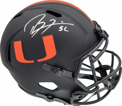 Ray Lewis Autographed Eclipse Black Miami Hurricanes Full Size Speed Replica Helmet Beckett BAS Stock #185803