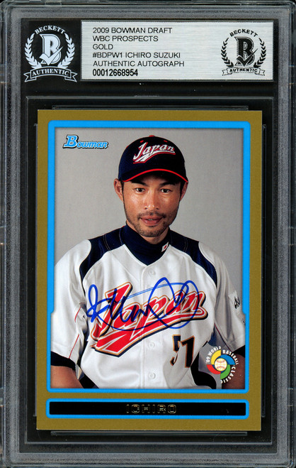 Ichiro Suzuki Autographed 2009 Bowman Draft Gold Card #BDPW1 Japan Beckett BAS Stock #191311