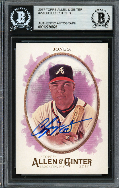 Chipper Jones Autographed 2017 Topps Allen & Ginter Card #220 Atlanta Braves Beckett BAS #12750825