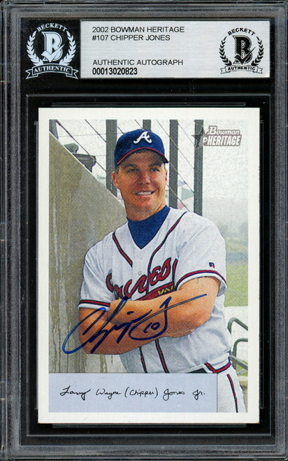 Chipper Jones Autographed 2002 Bowman Heritage Card #107 Atlanta Braves Beckett BAS #13020823