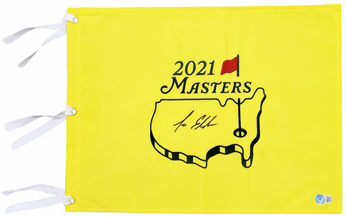 Lee Elder Autographed Yellow 2021 Masters Pin Flag Beckett BAS Stock #197115