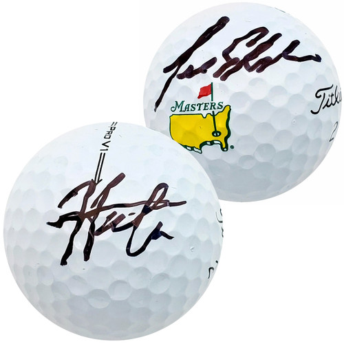 Hideki Matsuyama & Lee Elder Autographed Titleist Masters Logo Golf Ball Beckett BAS QR Stock #197453