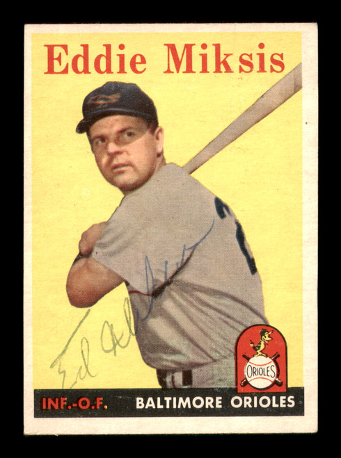 Eddie Miksis Autographed 1958 Topps Card #121 Baltimore Orioles SKU #198597