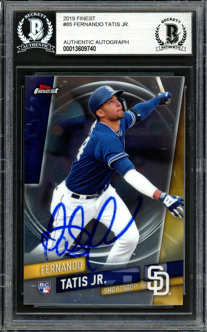 Fernando Tatis Jr. Autographed 2019 Topps Finest Rookie Card #85 San Diego Padres (Bubbling) Beckett BAS #13609740