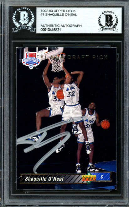 Shaquille Shaq O'Neal Autographed 1992-93 Upper Deck Rookie Card #1 Orlando Magic Beckett BAS #13446821