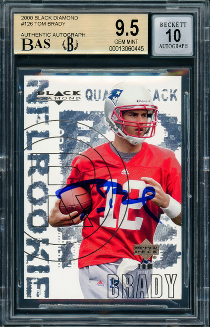 Tom Brady Autographed 2000 Upper Deck Black Diamond Rookie Card #126 New England Patriots BGS 9.5 Auto Grade Gem Mint 10 Beckett BAS #13060445