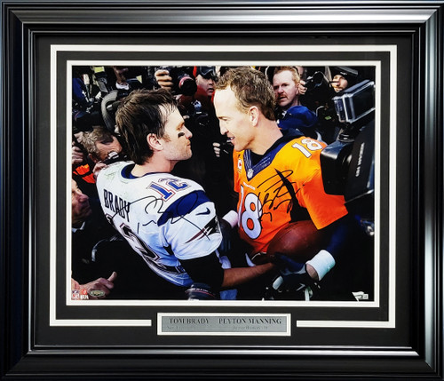 Tom Brady & Peyton Manning Autographed Framed 16x20 Photo Fanatics Holo #A318977
