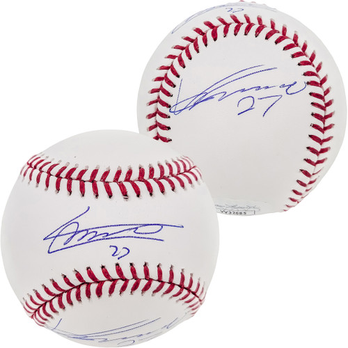 Vladimir Guerrero Jr. & Vladimir Guerrero Sr. Autographed Official MLB Baseball JSA Stock #203456