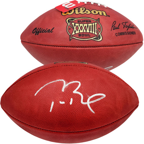 Tom Brady Autographed Official NFL Leather Super Bowl XXXVIII Logo Football Fanatics Holo #AA0104113