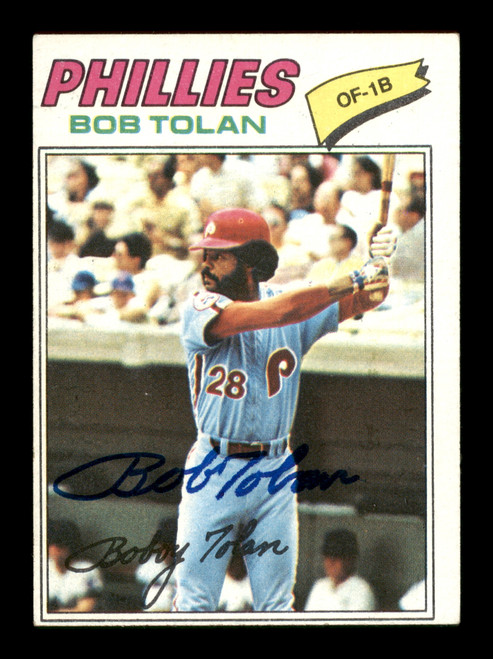 Bobby Tolan Autographed 1977 Topps Card #188 Philadelphia Phillies SKU #205064