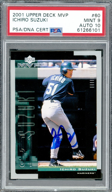 Ichiro Suzuki Autographed 2001 Upper Deck MVP Rookie Card #60 Seattle Mariners PSA 9 Auto Grade Gem Mint 10 Highest Graded PSA/DNA #61266101