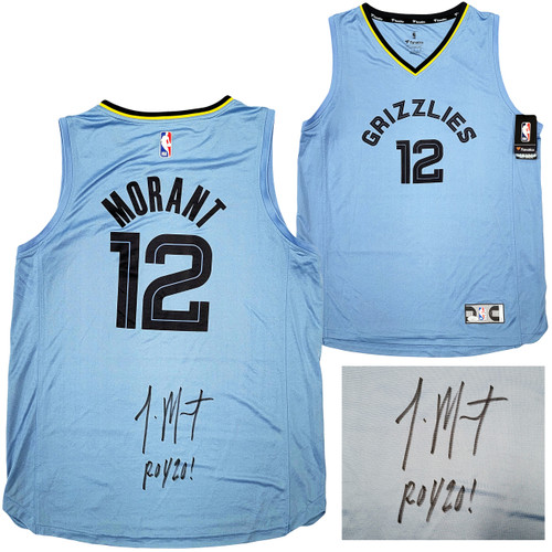 Memphis Grizzlies Ja Morant Autographed Light Blue Fanatics Jersey Size L "ROY 20" JSA Stock #207961