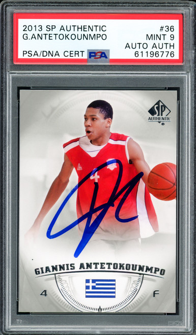 Giannis Antetokounmpo Autographed 2013 SP Authentic Rookie Card #36 Milwaukee Bucks PSA 9 PSA/DNA #61196776