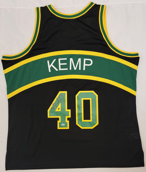 Seattle Supersonics Shawn Kemp Autographed 1994-95 Mitchell & Ness Hardwood Classics Black Jersey Size XXL MCS Holo #93469