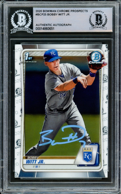 Bobby Witt Jr. Autographed 2020 1st Bowman Chrome Rookie Card #BCP-25 Kansas City Royals Beckett BAS Stock #210484