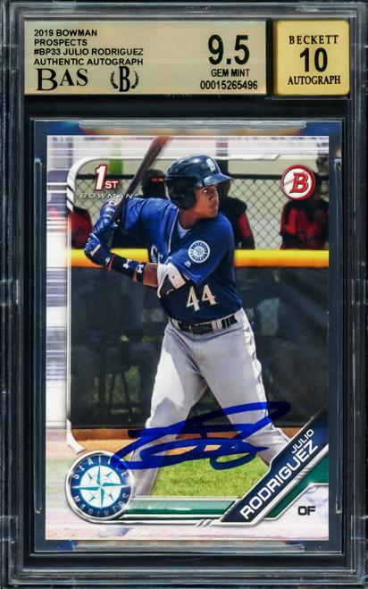 Julio Rodriguez Autographed 2019 Bowman Draft Rookie Card #BD60