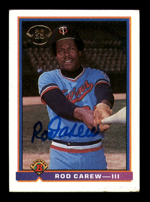 Rod Carew Autographed 1991 Bowman Card #3 Minnesota Twins (Creased) SKU #213734