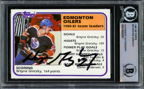 Wayne Gretzky Autographed 1981-82 Topps Card #52 Edmonton Oilers Beckett BAS #15500201