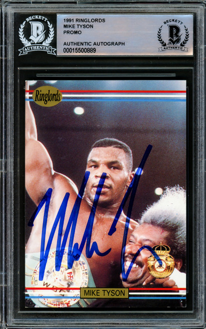 Mike Tyson Autographed 1991 Players International Ringlords Sample Card Beckett BAS #15500889