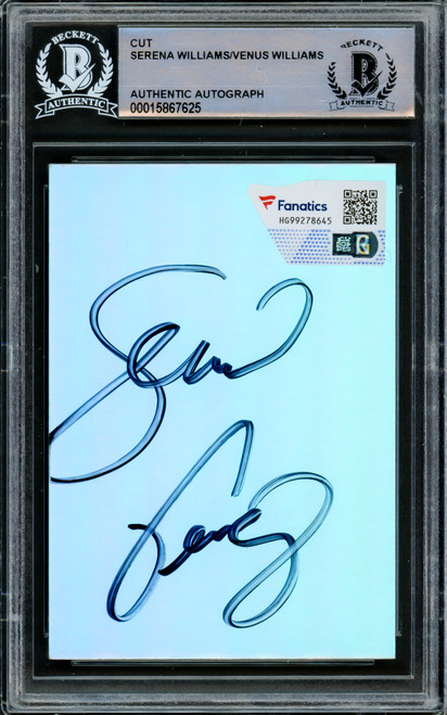 Serena & Venus Williams Autographed 2.5x3.5 Cut Signature Holo Foil Beckett BAS #15867625