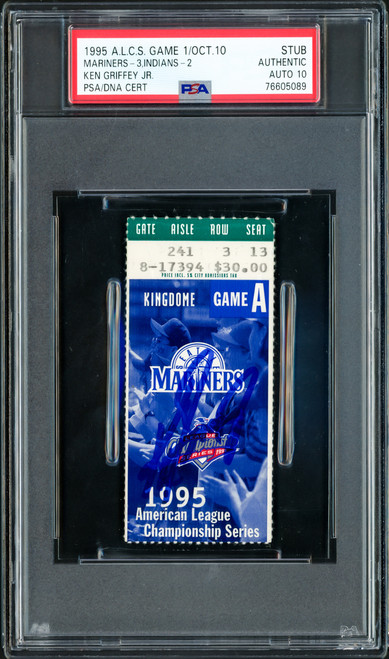 Ken Griffey Jr. Autographed October 10th, 1995 ALCS Game 1 Ticket Stub Seattle Mariners Auto Grade Gem Mint 10 PSA/DNA #76605089