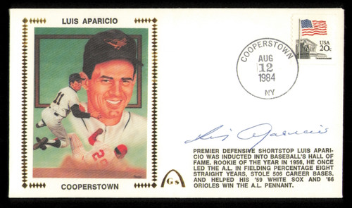 Luis Aparicio Autographed 1984 First Day Cover Baltimore Orioles SKU #222278