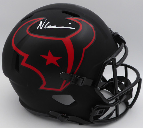 Nico Collins Autographed Eclipse Black Full Size Replica Helmet Houston Texans (Scratches) Beckett BAS QR #1W433067