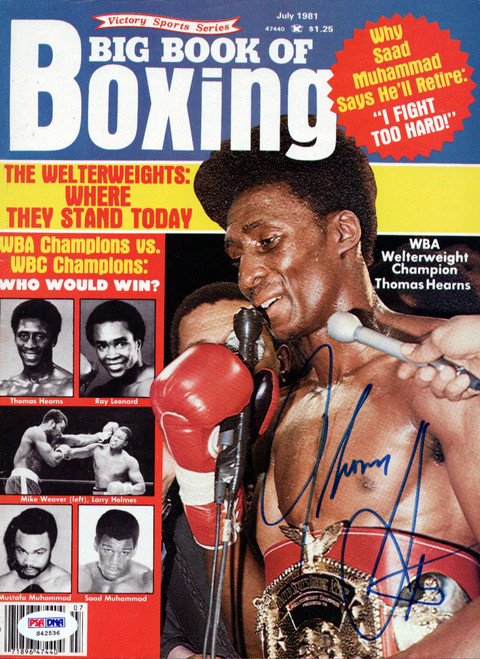 Thomas "Hitman" Hearns Autographed Big Book Of Boxing Magazine Cover PSA/DNA #S42536