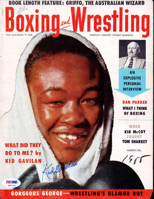 Kid Gavilan Autographed Boxing & Wrestling Magazine Cover PSA/DNA #S47119