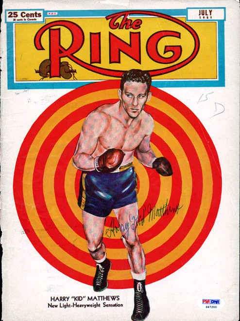 Harry "Kid" Matthews Autographed The Ring Magazine Cover PSA/DNA #S47200