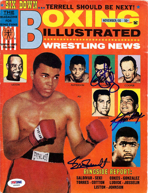 Karl Mildenberger, George Chuvalo & Ernie Terrell Autographed Boxing Illustrated Magazine Cover PSA/DNA #S50835