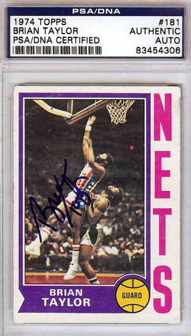 Brian Taylor Autographed 1974 Topps Card #181 New York Nets PSA/DNA #83454306