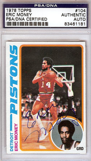 Eric Money Autographed 1978 Topps Card #104 Detroit Pistons PSA/DNA #83461181