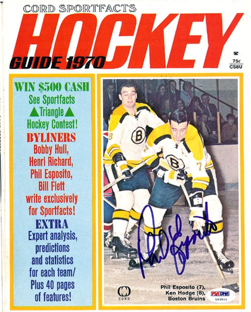 Phil Esposito Autographed Hockey Magazine Cover Boston Bruins PSA/DNA #U93814