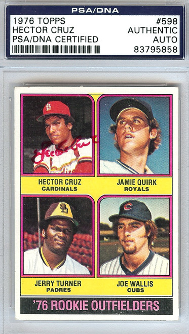 Hector Cruz Autographed 1976 Topps Rookie Card #598 St. Louis Cardinals PSA/DNA #83795858