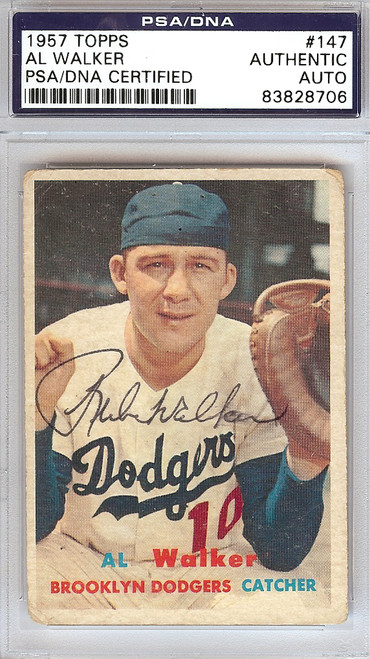 Al "Rube" Walker Autographed 1957 Topps Card #147 Dodgers PSA/DNA #83828706