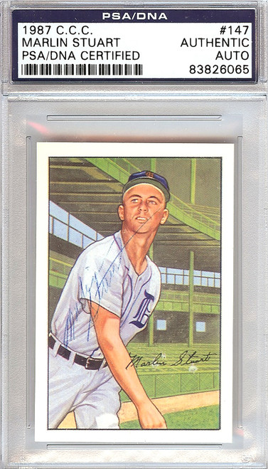 Marlin Stuart Autographed 1952 Bowman Reprints Card #147 Detroit Tigers PSA/DNA #83826065