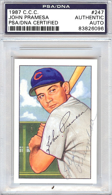 John Pramesa Autographed 1952 Bowman Reprints Card #247 Chicago Cubs PSA/DNA #83826096