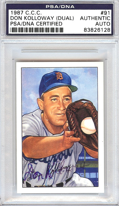 Don Kolloway Autographed 1952 Bowman Reprints Card #91 Detroit Tigers Signed Twice PSA/DNA #83826128
