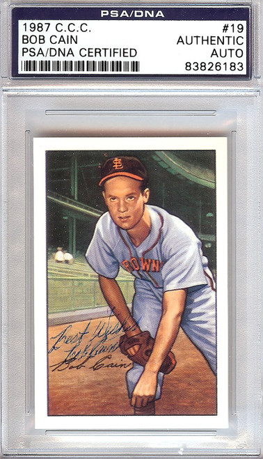 Bob Cain Autographed 1952 Bowman Reprints Card #19 St. Louis Browns PSA/DNA #83826183